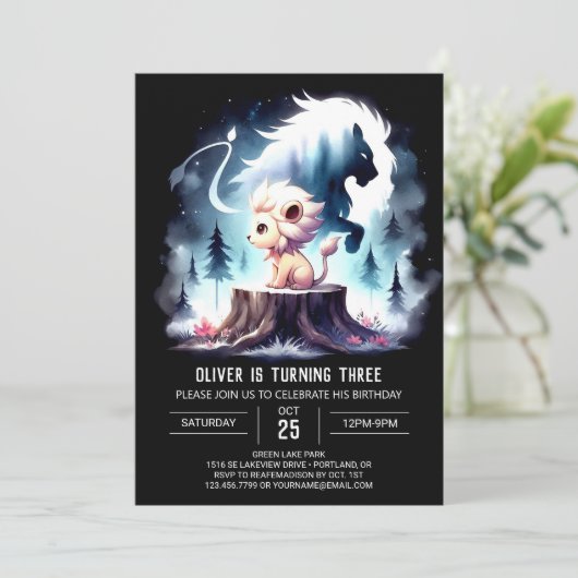 ライオお洒落ンエレガント誕生日 招待状 (スタンド正面)