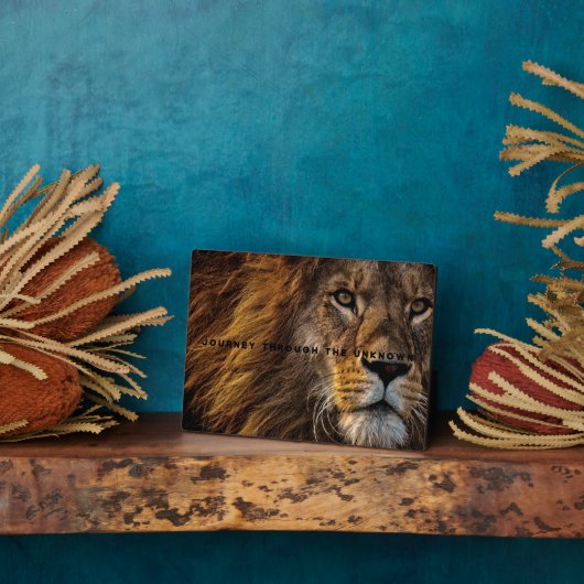 ライオやる気を起こさせるン感動的の芸術 フォトプラーク (側面)