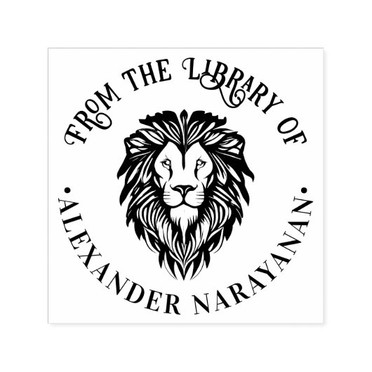 ライオエレガントンヘッド#3ラウンドライブラリーブック名 セルフインキングスタンプ (デザイン)