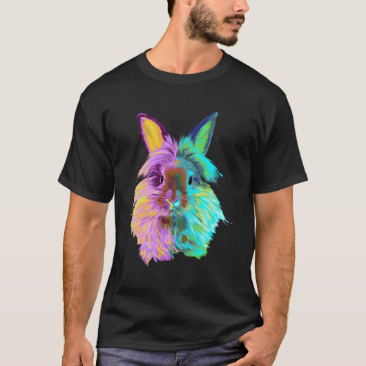 ライオカラフルンヘッドウサギ Tシャツ (正面)