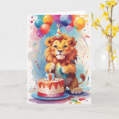 ライオカラフルン祝ズのお祝いパーティー カード (黄色い花)
