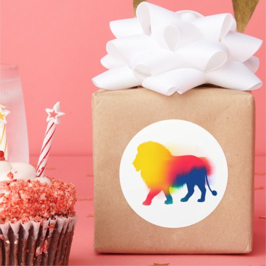 ライオカラフルン絵を描シルエットシール ラウンドシール (パーティー)