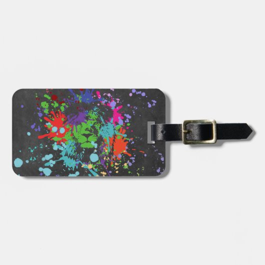 ライオカラフルン絵を描プ芸術的ラン ラゲッジタグ (正面横)