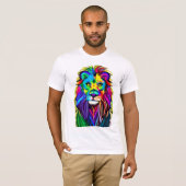 ライオカラフルン顔神秘的ファンタジーアート Tシャツ (正面フル)