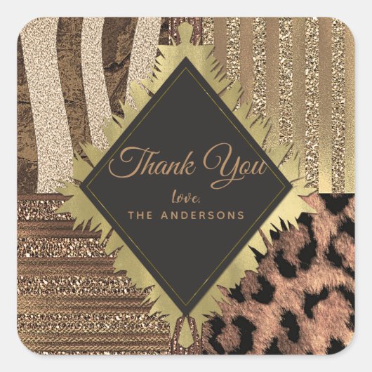 ライオネスサファリシックなジャングルグラムフモダンィープ スクエアシール (正面)