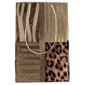 ライオネスサファリシックジャングルグラムモダンパーティー ミディアムペーパーバッグ (正面)