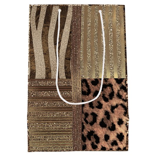 ライオネスサファリシックジャングルグラムモダンパーティー ミディアムペーパーバッグ (裏面)