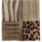 ライオネスサファリシックジャングル金ゴールドスパーモダンクル シャワーカーテン (正面)