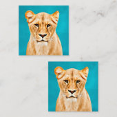 ライオネス絵画ポートレートのワイルドライフ愛好家ギフト スクエア名刺 (正面/裏面)