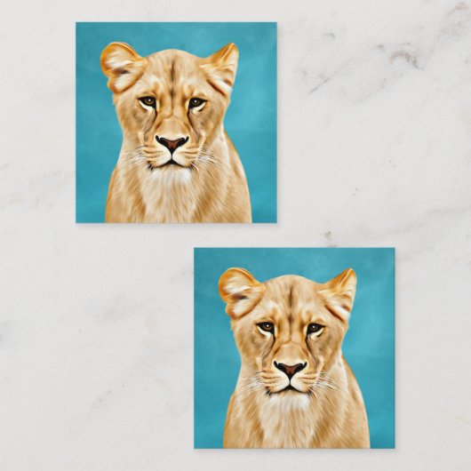 ライオネス絵画ポートレートのワイルドライフ愛好家ギフト スクエア名刺 (正面/裏面)