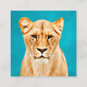 ライオネス絵画ポートレートのワイルドライフ愛好家ギフト スクエア名刺 (裏面)