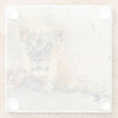 ライオネス顔ウォーターカラージャングルアニマル ガラスコースター (裏面)