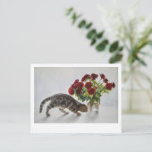 ライオネルザキャットとバラ-ファインアート ポストカード (スタンド正面)