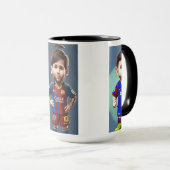 ライオネルメッシかわいいベビー漫画のリアルなマグ マグカップ (正面右)