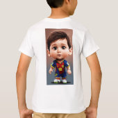 ライオネルメッシかわいいベビー漫画のリアルな大きな目 Tシャツ (裏面)