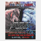 ライオパーソナライズされたンパパからウルフソン フリースブランケット (正面)