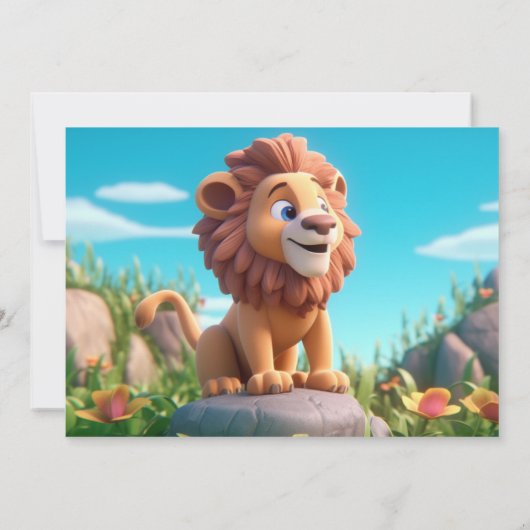 ライオパーソナライズされたン誕生日カードキッズネーム年齢 (裏面)