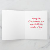 ライオパーソナライズされたン1stクリスマス男の赤ちゃんブルー カード (内部)