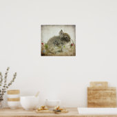 ライオヘッドバニーとワイングラス ポスター (キッチン)