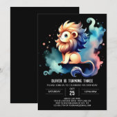 ライオモダンンお洒落誕生日 招待状 (正面/裏面)