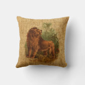 ライオンおよびヤシの木のヴィンテージ クッション (裏面)