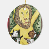 ライオンおよび子ヒツジのクリスマスのオーナメント セラミックオーナメント (左)
