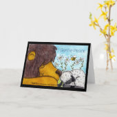 ライオンおよび子ヒツジの穏やかな平和 カード (黄色い花)