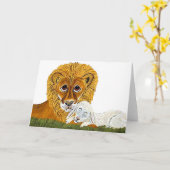 ライオンおよび子ヒツジ カード (黄色い花)