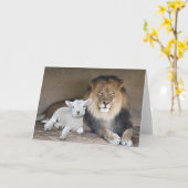 ライオンおよび子ヒツジ カード (黄色い花)