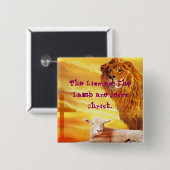 ライオンおよび子ヒツジ 缶バッジ (正面&裏面)