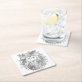 ライオンおよび花の落書き スクエアペーパーコースター (インサイチュ)