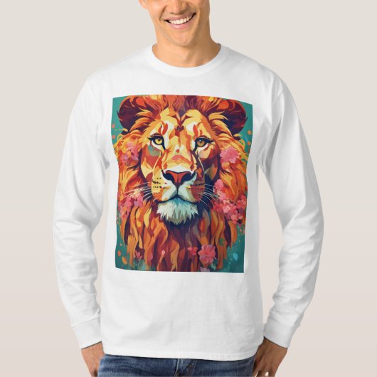 ライオンお洒落とフローラマネTシャツデザイン Tシャツ (正面)