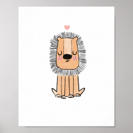 ライオンかわいいアートウォーターカラー子供部屋幼稚園 ポスター (正面)