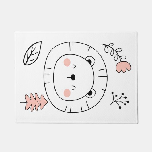 ライオンかわいいライオンの手描き ドアマット (正面)
