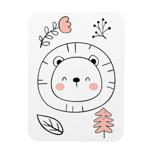 ライオンかわいいライオンの手描き マグネット (縦)