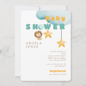 ライオンかわいい男の子の赤ちゃんシャワー 招待状 (正面)