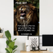 ライオンがクリスチャン・バイブルの聖句を大声で叫ばないように恐れる ポスター (ホームオフィス)