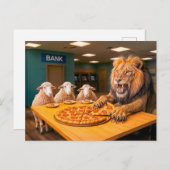 ライオンがピザを共有 シーズンポストカード (正面/裏面)