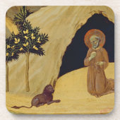 ライオンが付いているSt Jerome、1436年(パネルのテンペラ) コースター (正面)
