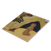 ライオンが付いているSt Jerome、1436年(パネルのテンペラ) タイル (側面)