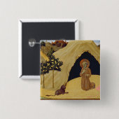 ライオンが付いているSt Jerome、1436年(パネルのテンペラ) 缶バッジ (正面&裏面)