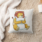 ライオンが枕で寝る クッション (ブランケット)