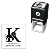 ライオンが立つシルエット　単一イニシャル名の本 セルフインキングスタンプ (インサイチュ)