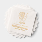 ライオンが立つ誕生日パーティーお祝い名前日付 箔ナプキン (インサイチュ (積み重ね))