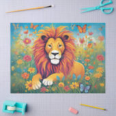 ライオンが花壇に寝る 薄葉紙 (クラフト)