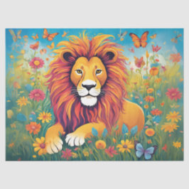 ライオンが花壇に寝る 薄葉紙