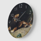 ライオンが蝶にパチパチ ラージ壁時計 (傾斜)