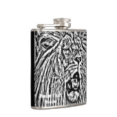 ライオンが鳴り響く大きな猫野生動物の白黒の芸術 フラスク (右)