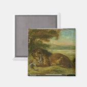 ライオンとアリゲーター， 1863 マグネット (正面/裏面)