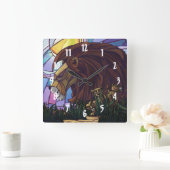 ライオンとカブス スクエア壁時計 (ホーム)